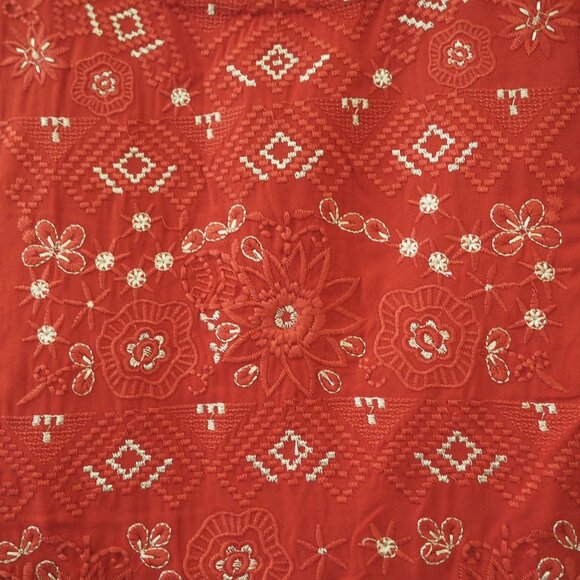 Anthropologie Akemi + Kin Arcana Rust Embroidered Top sz S - Picture 5 of 8